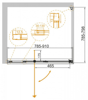 Душевой угол Cezares VARIANTE-AH-1-110/120-80-C-Cr 110x80x195