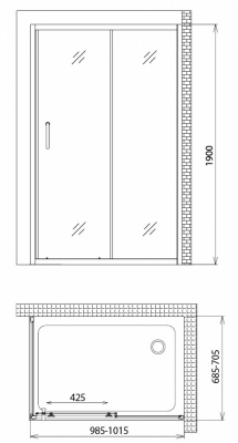 Душевой уголок Gemy Victoria S30191H-A70, 100x70x190