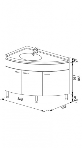 Тумба Aquanet Корнер 80 L белый (закрытая)