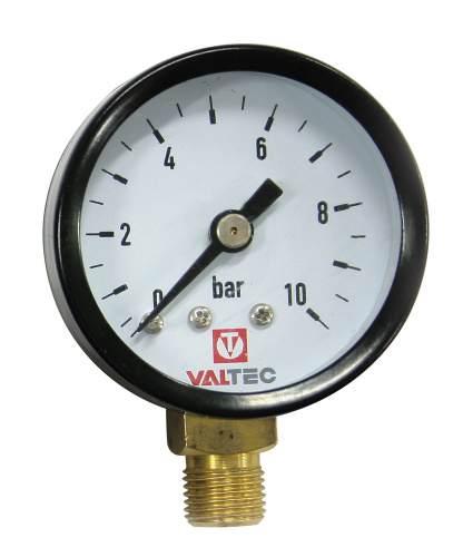 Манометр Valtec VT.TM50 Ду 50 с нижним подключением 1/4", 0-10 бар (для самоочищающегося фильтра)