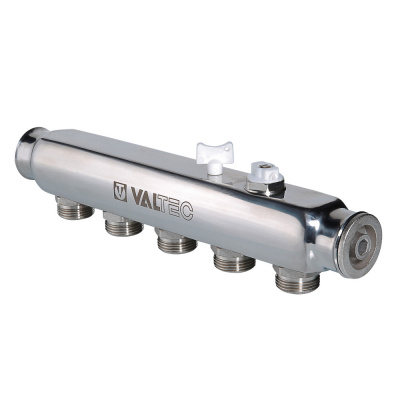 Коллектор Valtec из нерж. стали, с м-о расст вых. 50мм, 1"х 5 вых. 3/4" Евроконус