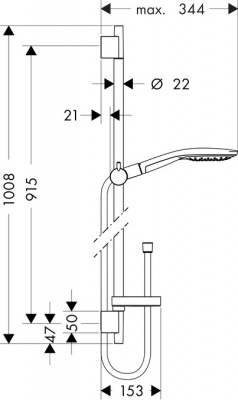 Душевой гарнитур Hansgrohe Raindance Select S 150 3jet 90 см. 27803000, хром