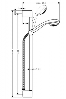 Душевой гарнитур Hansgrohe Crometta 85 Mono 65 см. 27728000, хром