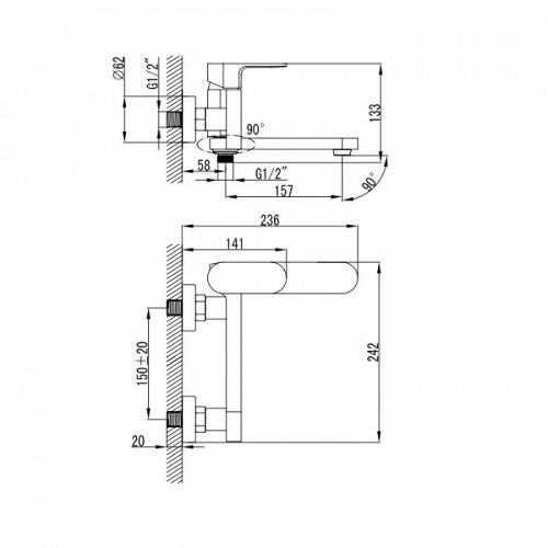 Смеситель для ванны Iddis Mirro MIRSB00i02, хром