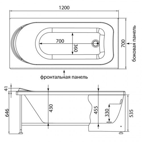 Фронтальная панель для ванны Aquanet L120 H54