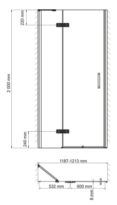 Душевая дверь WasserKRAFT Aller 10H05L, 120х200, распашная на петлях, левая