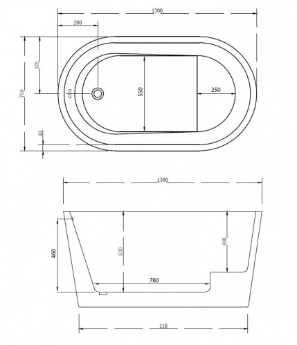 Акриловая ванна ABBER AB9277 130х75х63 белый