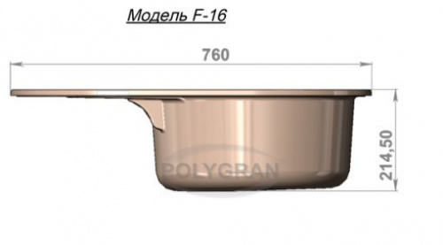 Кухонная мойка Polygran F-16 серый, 76х50х20