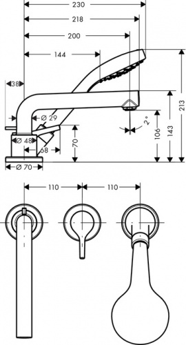 Смеситель на борт ванны Hansgrohe Talis S 72416000, хром