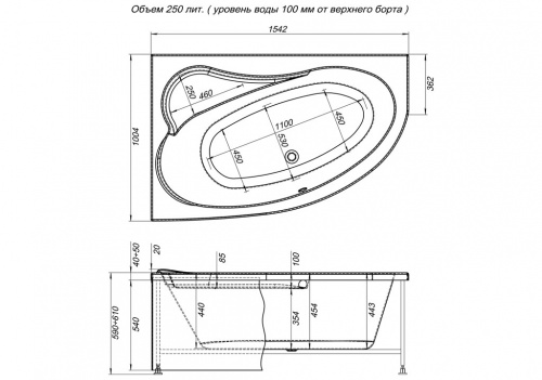 Акриловая ванна Aquanet Luna 155x100 L