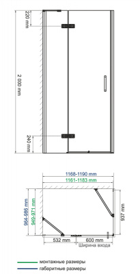 Душевой уголок WasserKRAFT Aller 10H10LBLACK, 120х100, с левой распашной дверью