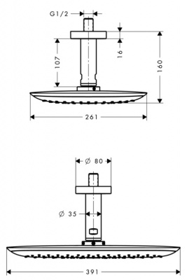Верхний душ Hansgrohe PuraVida 400 1jet с держателем 27390000, хром