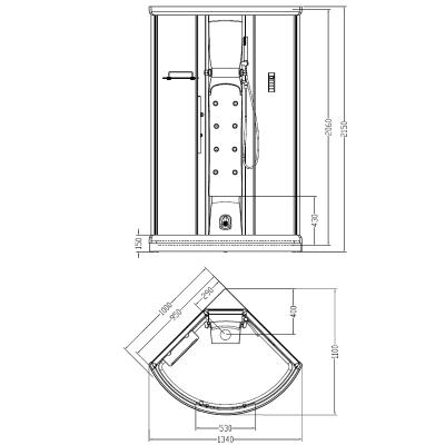 Душевая кабина Aquanet Taurus 100x100, прозрачное стекло
