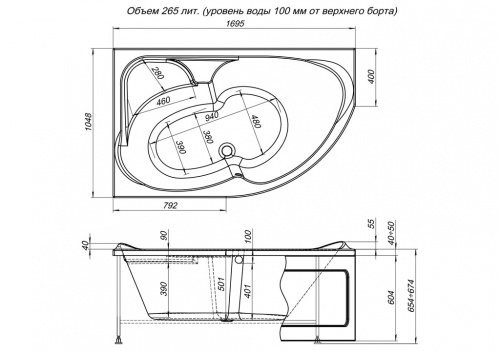 Акриловая ванна Aquanet Allento 170x100 L