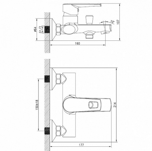 Смеситель для ванны Iddis Runo RUNSB00i02WA, хром