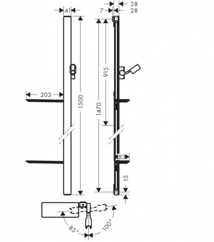 Штанга для душа Hansgrohe Штанга Unica'E 150 см. 27645600, черный/хром