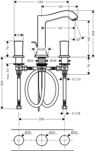 Смеситель для раковины Hansgrohe Metropol 31305090, хром/золото