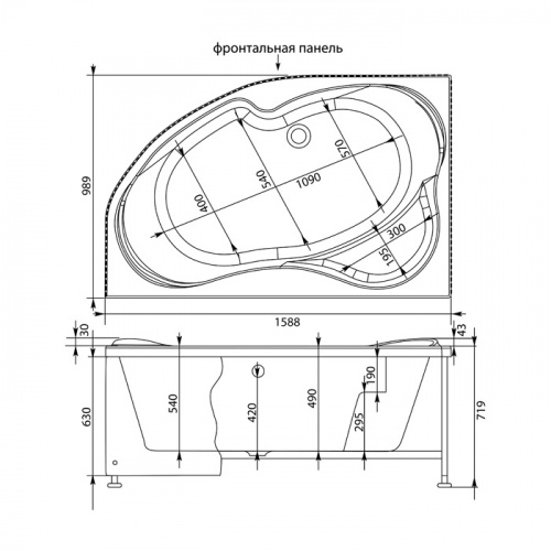 Фронтальная панель для ванны Aquanet Capri 160 L