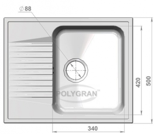 Кухонная мойка Polygran F-07 черный, 61х50х20