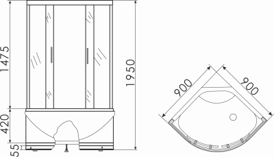 Ограждение душевое угловое Erlit Comfort ER0509T-C4