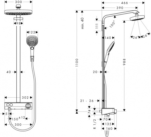 Душевая система Hansgrohe Raindance Select E 300 Showerpipe 27126000 хром