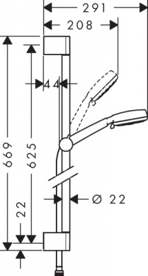 Душевой гарнитур Hansgrohe Crometta 100 Vario 65 см. 26651400, белый/хром