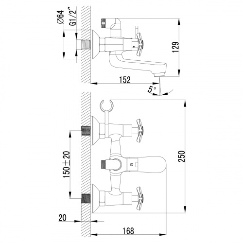 Смеситель  Lemark Partner LM6542C  для ванны