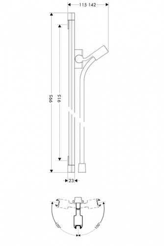 Штанга для душа Hansgrohe PuraVida 90 см. 27844000, хром