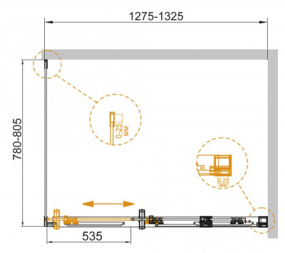 Душевой угол Cezares DUET SOFT-AH-1-130/90-C-Cr 130x90x195
