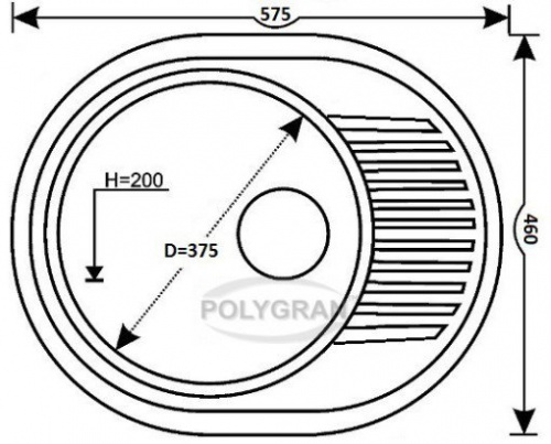 Кухонная мойка Polygran F-22 черный, 57,5х46х20