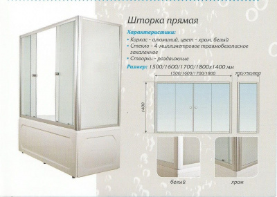 Шторка на ванну боковая 1MarKa 80х140 (хром/матовый)
