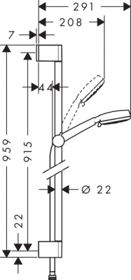 Душевой гарнитур Hansgrohe Crometta 100 Vario 90 см. 26657400, белый/хром