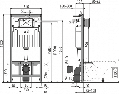 Система инсталляции AlcaPlast Sadromodul АM101\1120