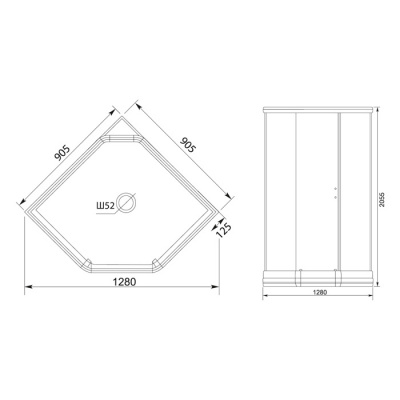 Душевая кабина Aquanet Penta 90.5x90.5 тонированное стекло