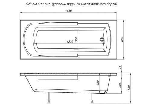 Акриловая ванна Aquanet Extra 170x70