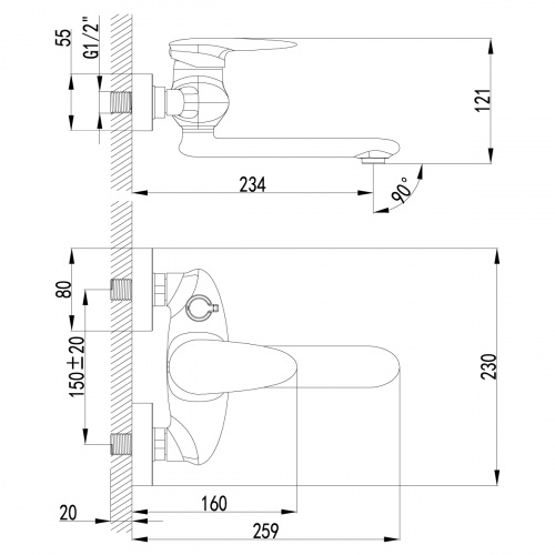Смеситель Lemark Status LM4414C для ванны