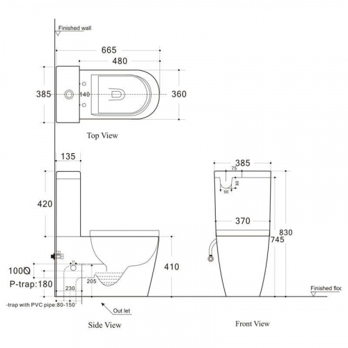 Чаша унитаза Aquanet Rimless Atago-C1 BL-104N-TPT