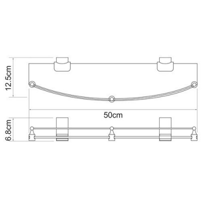 Полка стеклянная WasserKRAFT Leine K-5044, хром