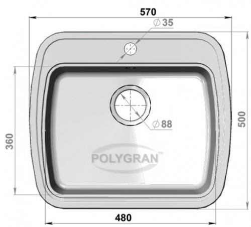 Кухонная мойка Polygran F-11 черный, 57х50х21