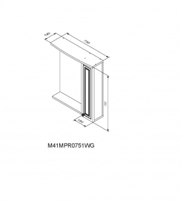 M41MPR0751WG Palace One, зеркало, частично зеркальный шкаф, правый, 75 см, с подсветкой, белый, глян