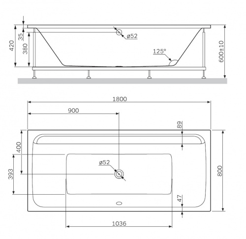 W52A-180-080W-R Inspire 2.0 каркас для ванны 180х80 , комплект