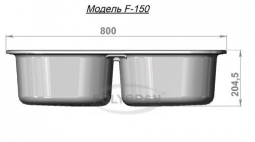 Кухонная мойка Polygran F-150 черный, 80х50х20